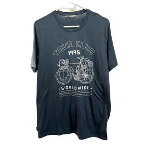 ICEBREAKER Blue Wool Bicycle Tour Club 1995 T Shirt Tee Top  Mens Size Large